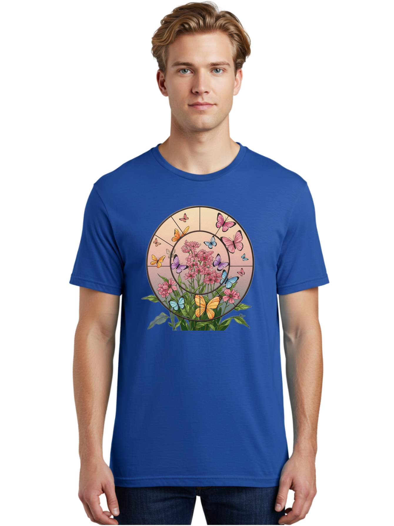 Butterflies-And-Flowers-1 Men'S Graphic Tee, 100% Cotton, Comfortable Casual Summer Wear, Machine Washable, Vintage Camera, Old Camera, Antique Camera, Black Camera, Classic Photography, Photography Equipment, Nostalgic Device, Film Camera, Bak151
