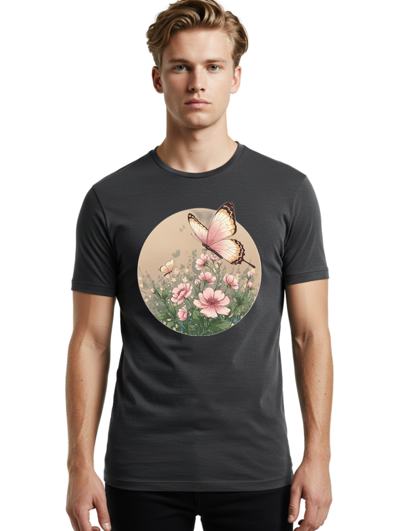 Butterflies-And-Flowers Men'S Graphic Tee, 100% Cotton, Comfortable Casual Summer Wear, Machine Washable, Vintage Camera, Old Camera, Antique Camera, Black Camera, Classic Photography, Photography Equipment, Nostalgic Device, Film Camera, Bak152