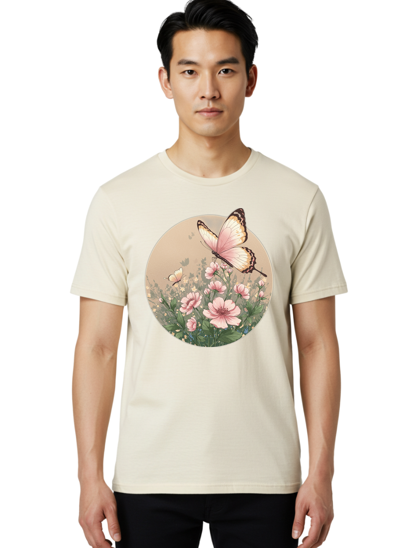 Butterflies-And-Flowers Men'S Graphic Tee, 100% Cotton, Comfortable Casual Summer Wear, Machine Washable, Vintage Camera, Old Camera, Antique Camera, Black Camera, Classic Photography, Photography Equipment, Nostalgic Device, Film Camera, Bak152