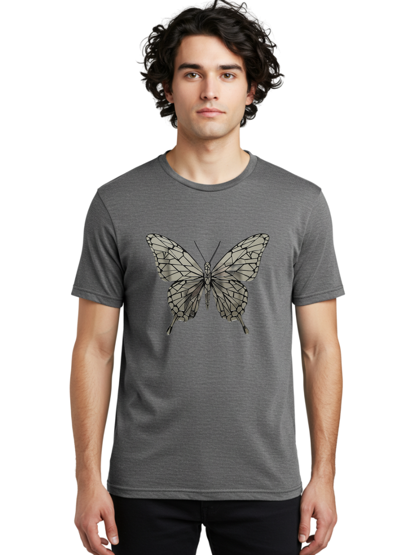 Butterfly-1 Men'S Graphic Tee, 100% Cotton, Comfortable Casual Summer Wear, Machine Washable, Vintage Camera, Old Camera, Antique Camera, Black Camera, Classic Photography, Photography Equipment, Nostalgic Device, Film Camera, Camera Art Bak154