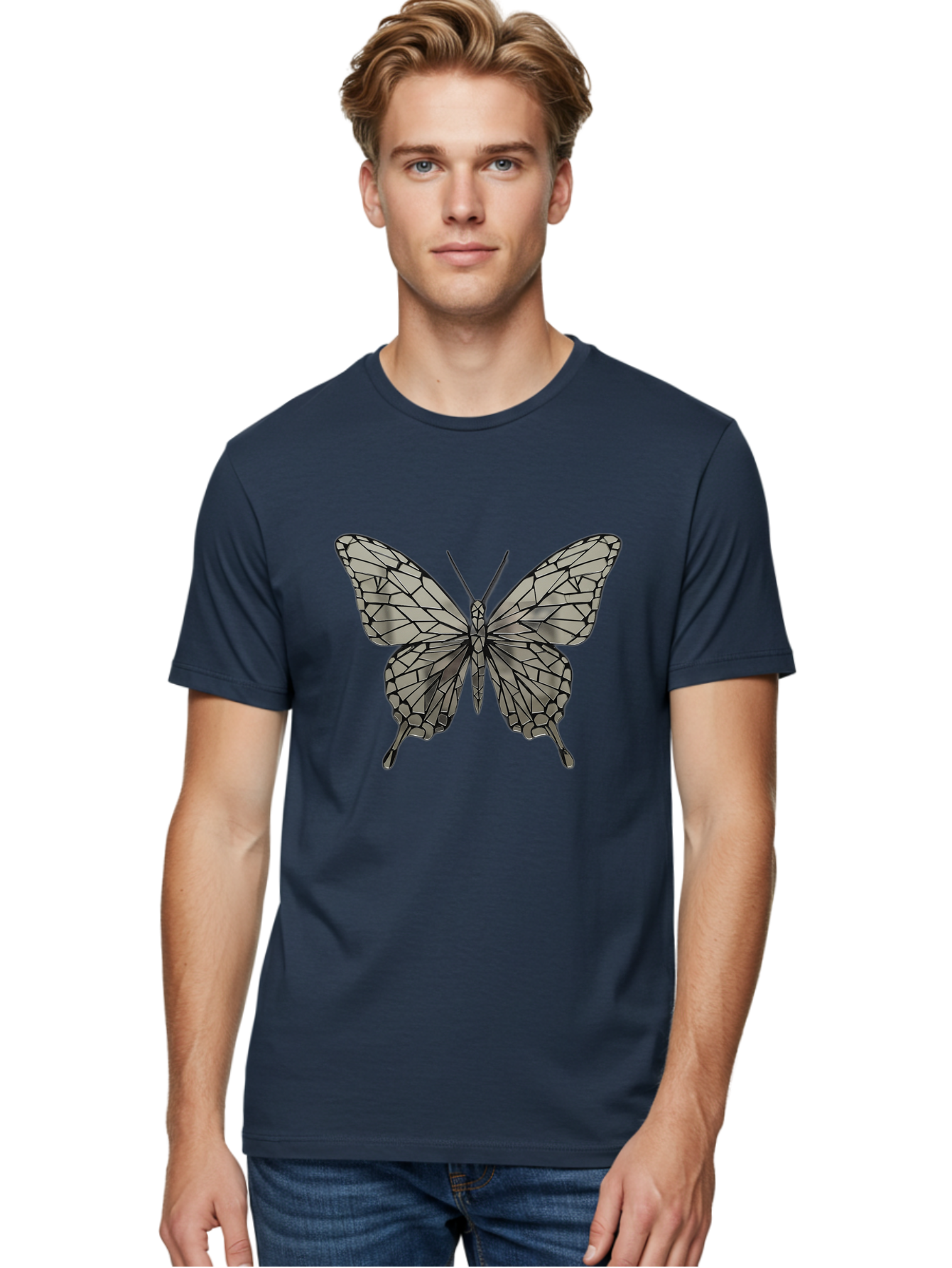 Butterfly-1 Men'S Graphic Tee, 100% Cotton, Comfortable Casual Summer Wear, Machine Washable, Vintage Camera, Old Camera, Antique Camera, Black Camera, Classic Photography, Photography Equipment, Nostalgic Device, Film Camera, Camera Art Bak154