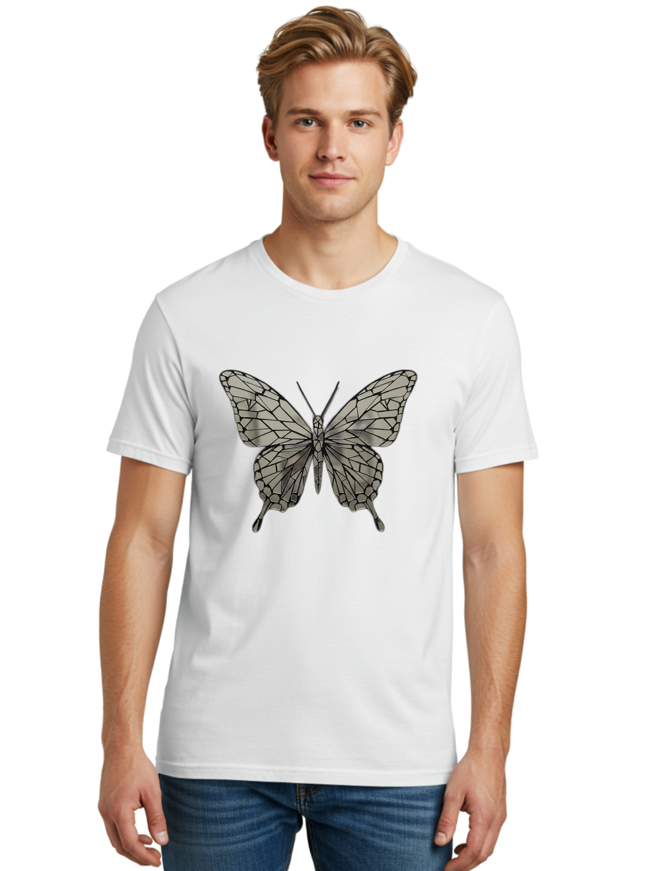Butterfly-1 Men'S Graphic Tee, 100% Cotton, Comfortable Casual Summer Wear, Machine Washable, Vintage Camera, Old Camera, Antique Camera, Black Camera, Classic Photography, Photography Equipment, Nostalgic Device, Film Camera, Camera Art Bak154