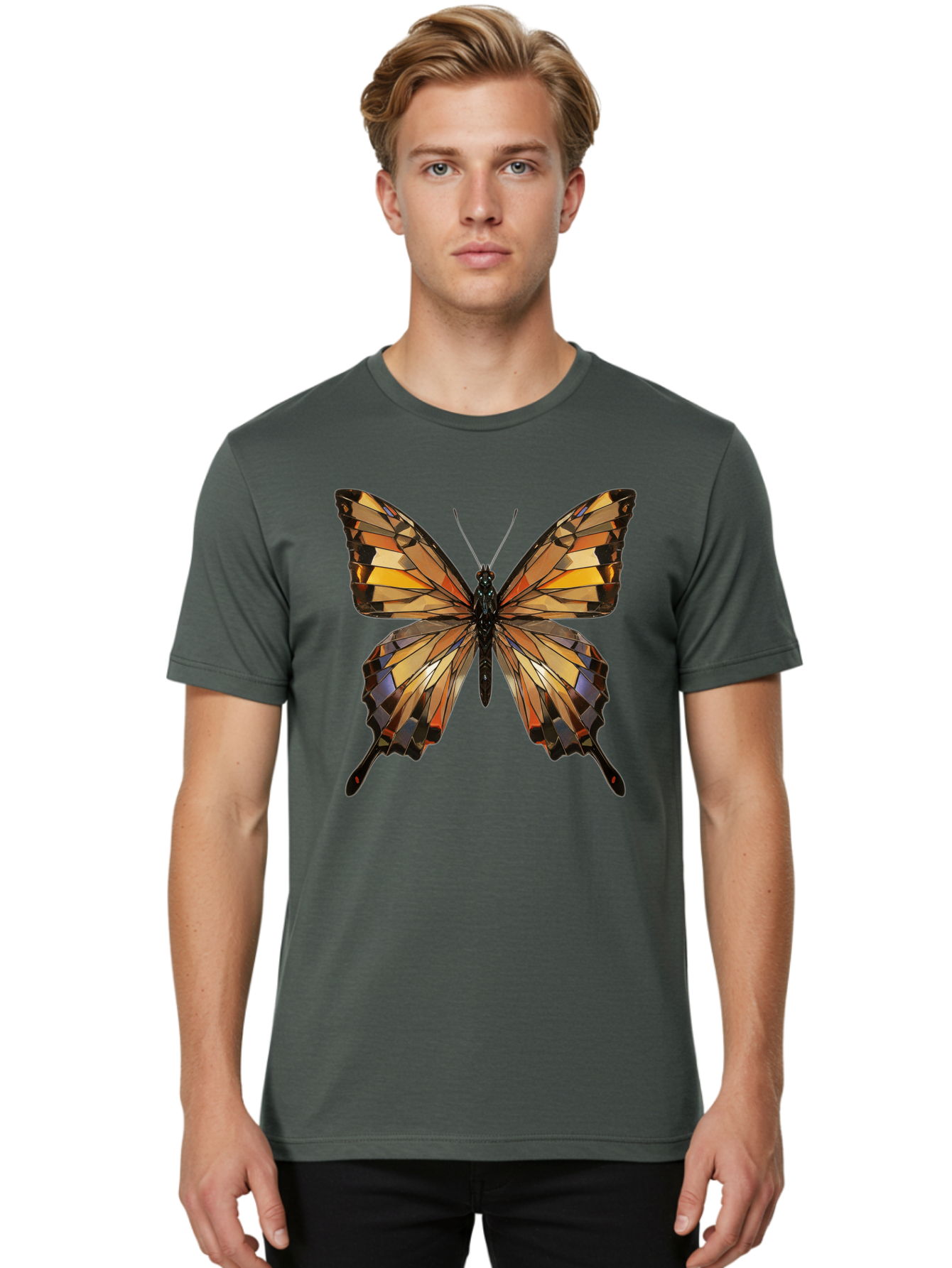 Butterfly-2 Men'S Graphic Tee, 100% Cotton, Comfortable Casual Summer Wear, Machine Washable, Vintage Camera, Old Camera, Antique Camera, Black Camera, Classic Photography, Photography Equipment, Nostalgic Device, Film Camera, Camera Art Bak155