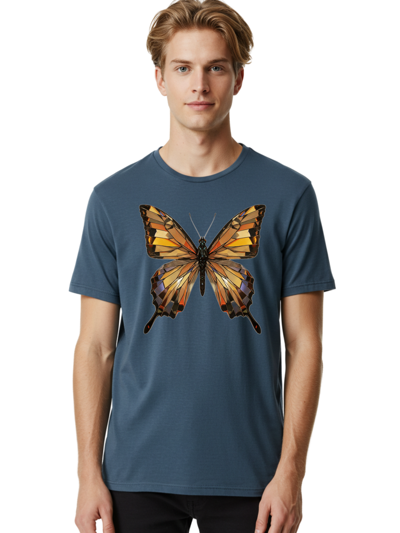 Butterfly-2 Men'S Graphic Tee, 100% Cotton, Comfortable Casual Summer Wear, Machine Washable, Vintage Camera, Old Camera, Antique Camera, Black Camera, Classic Photography, Photography Equipment, Nostalgic Device, Film Camera, Camera Art Bak155