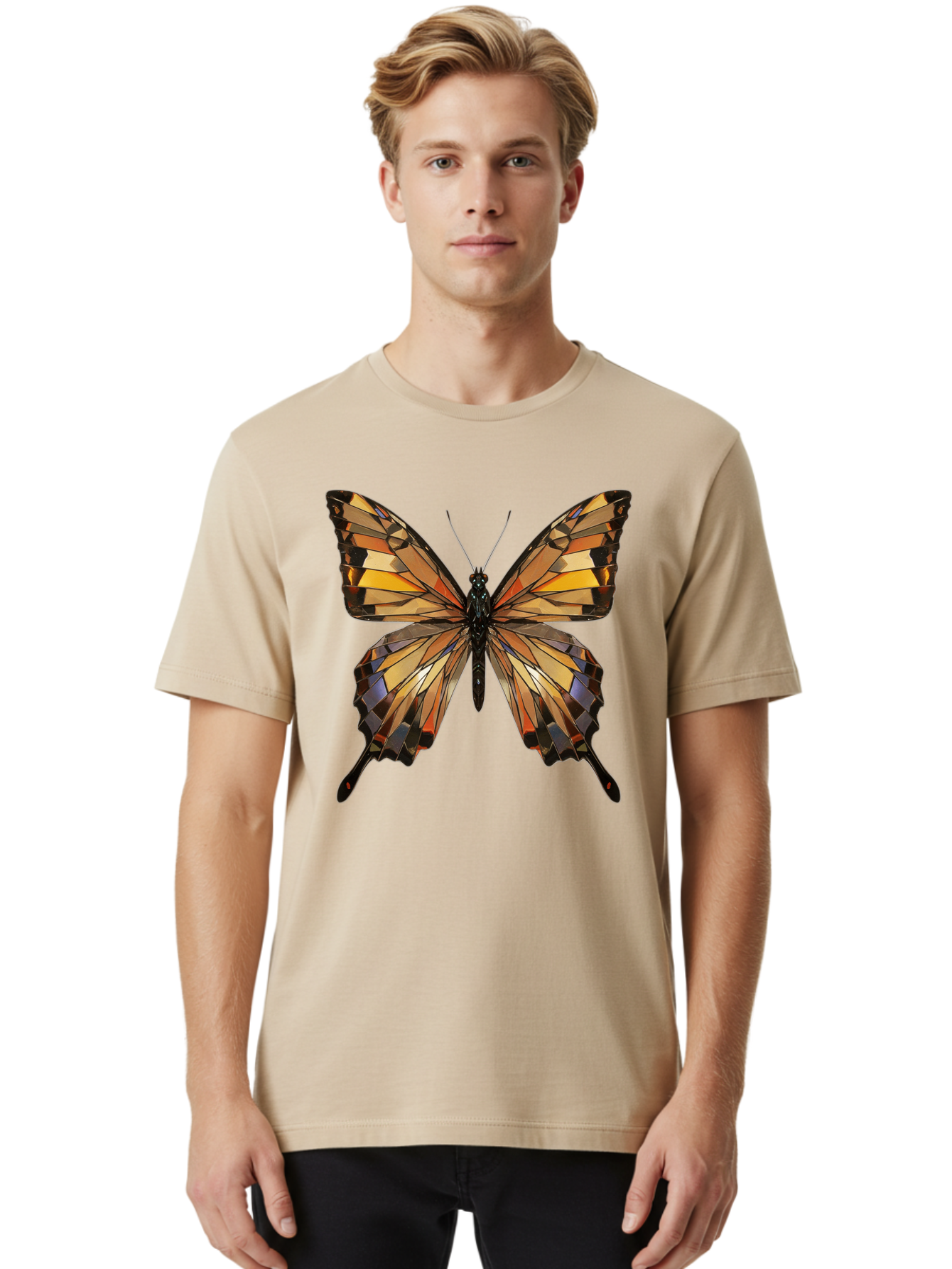 Butterfly-2 Men'S Graphic Tee, 100% Cotton, Comfortable Casual Summer Wear, Machine Washable, Vintage Camera, Old Camera, Antique Camera, Black Camera, Classic Photography, Photography Equipment, Nostalgic Device, Film Camera, Camera Art Bak155