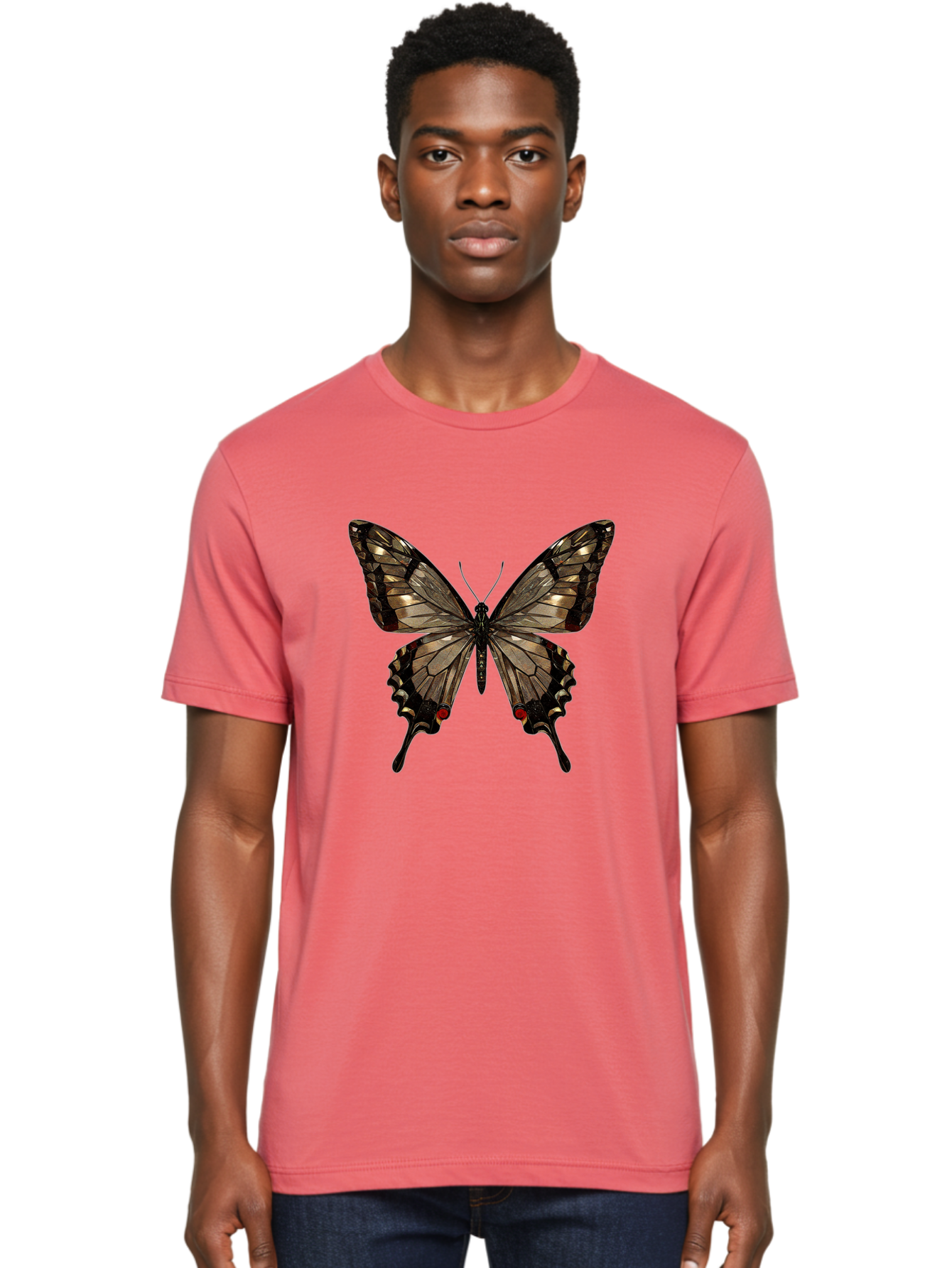 Butterfly-5 Men'S Graphic Tee, 100% Cotton, Comfortable Casual Summer Wear, Machine Washable, Vintage Camera, Old Camera, Antique Camera, Black Camera, Classic Photography, Photography Equipment, Nostalgic Device, Film Camera, Camera Art Bak158