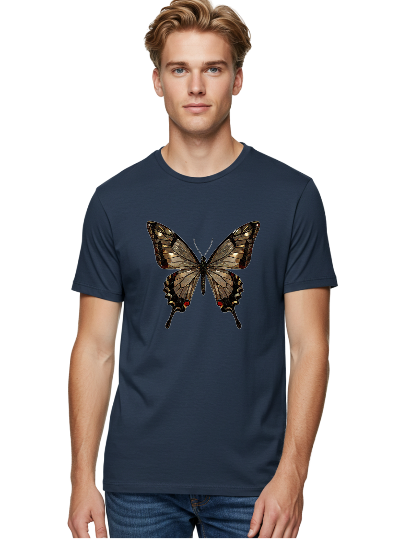 Butterfly-5 Men'S Graphic Tee, 100% Cotton, Comfortable Casual Summer Wear, Machine Washable, Vintage Camera, Old Camera, Antique Camera, Black Camera, Classic Photography, Photography Equipment, Nostalgic Device, Film Camera, Camera Art Bak158