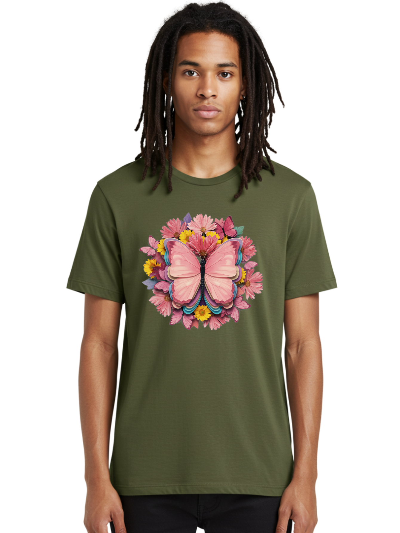 Butterfly-And-Flowers Men'S Graphic Tee, 100% Cotton, Comfortable Casual Summer Wear, Machine Washable, Vintage Camera, Old Camera, Antique Camera, Black Camera, Classic Photography, Photography Equipment, Nostalgic Device, Film Camera, Bak159