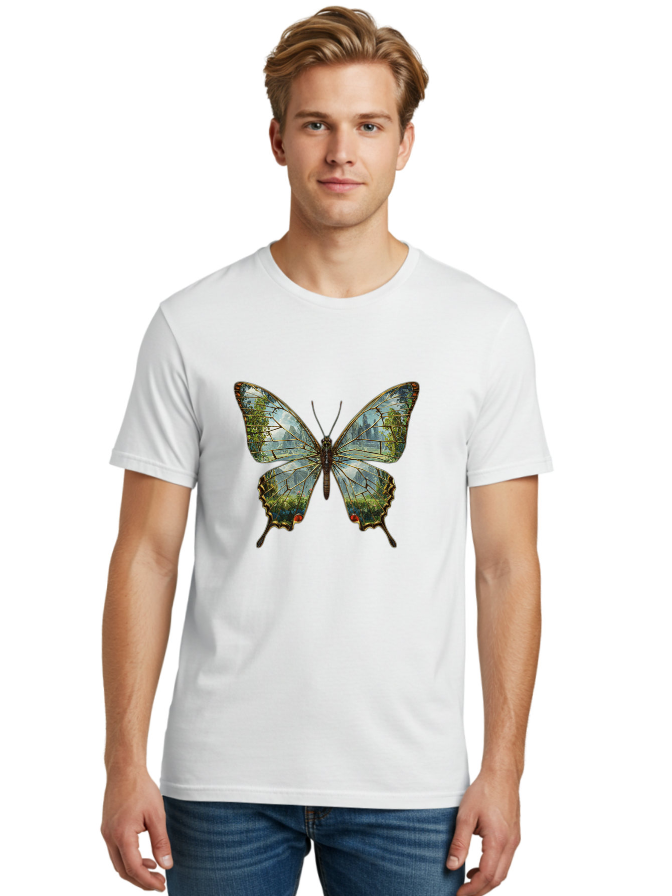 Butterfly-Cityscape Men'S Graphic Tee, 100% Cotton, Comfortable Casual Summer Wear, Machine Washable, Vintage Camera, Old Camera, Antique Camera, Black Camera, Classic Photography, Photography Equipment, Nostalgic Device, Film Camera, Bak160