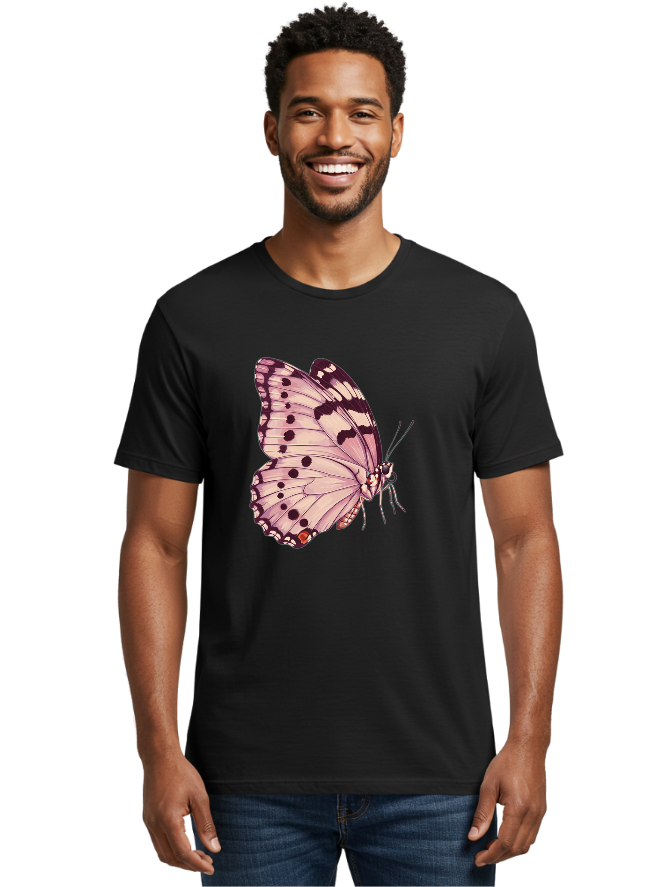 Butterfly Men'S Graphic Tee, 100% Cotton, Comfortable Casual Summer Wear, Machine Washable, Vintage Camera, Old Camera, Antique Camera, Black Camera, Classic Photography, Photography Equipment, Nostalgic Device, Film Camera, Camera Art Bak165