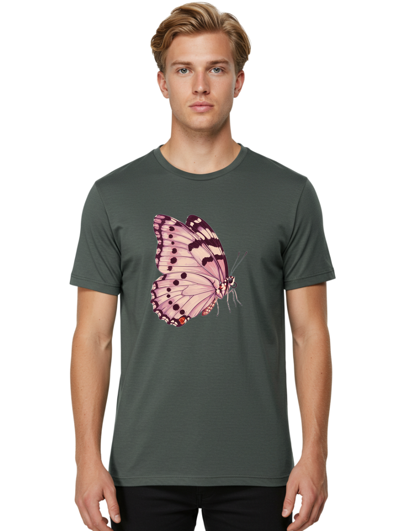 Butterfly Men'S Graphic Tee, 100% Cotton, Comfortable Casual Summer Wear, Machine Washable, Vintage Camera, Old Camera, Antique Camera, Black Camera, Classic Photography, Photography Equipment, Nostalgic Device, Film Camera, Camera Art Bak165