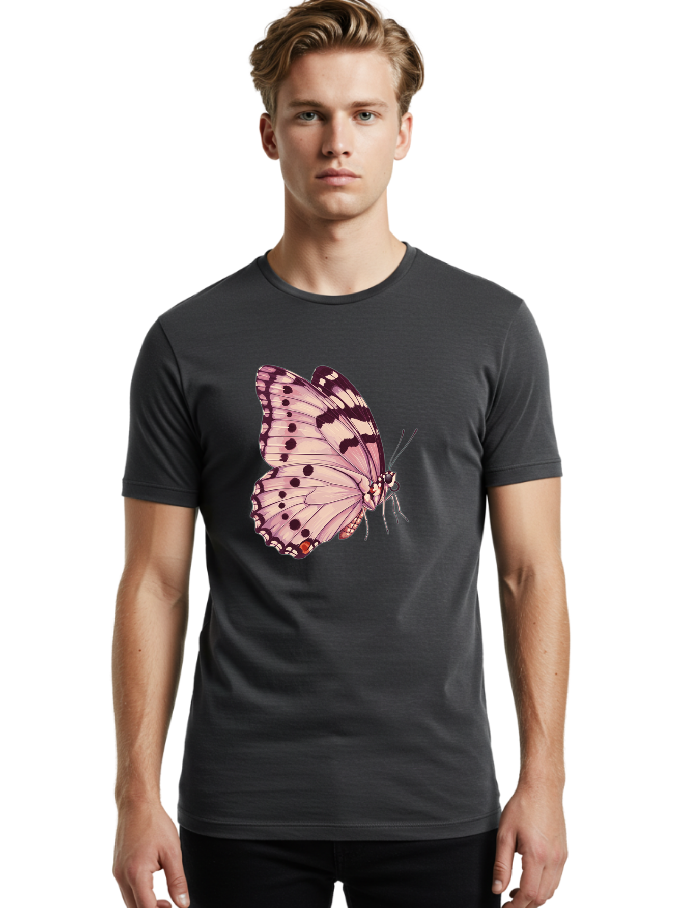 Butterfly Men'S Graphic Tee, 100% Cotton, Comfortable Casual Summer Wear, Machine Washable, Vintage Camera, Old Camera, Antique Camera, Black Camera, Classic Photography, Photography Equipment, Nostalgic Device, Film Camera, Camera Art Bak165