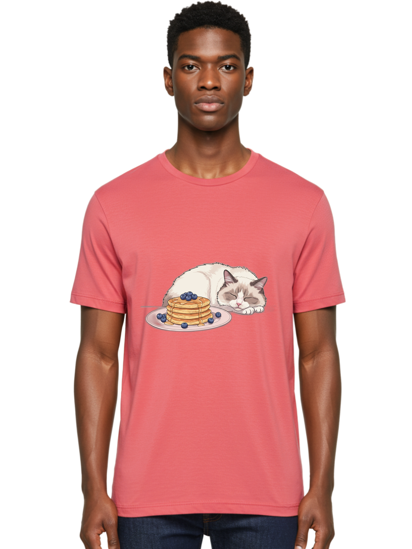 Cat-And-Pancakes-2 Men'S Graphic Tee, 100% Cotton, Comfortable Casual Summer Wear, Machine Washable, Vintage Camera, Old Camera, Antique Camera, Black Camera, Classic Photography, Photography Equipment, Nostalgic Device, Film Camera, Bak185