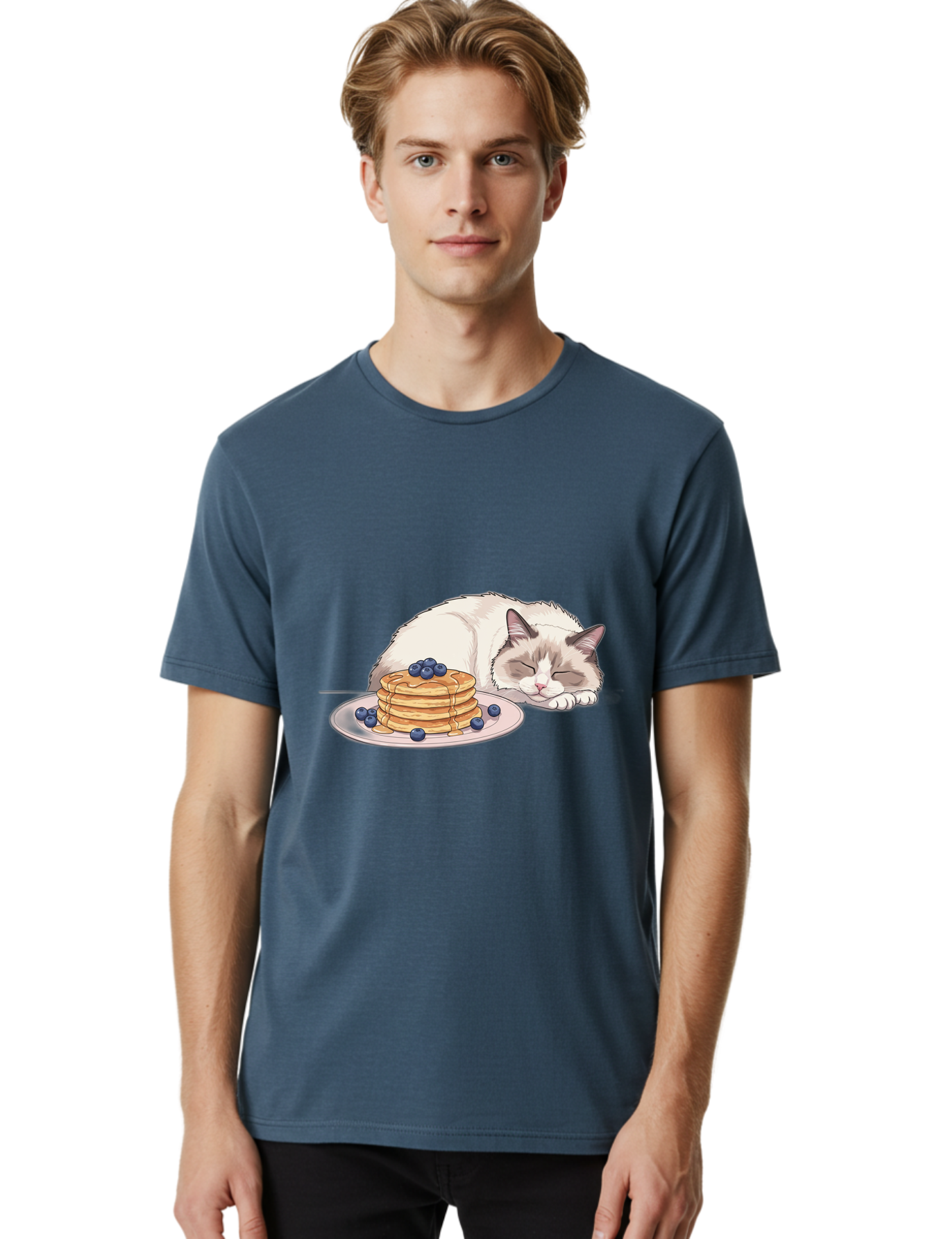 Cat-And-Pancakes-2 Men'S Graphic Tee, 100% Cotton, Comfortable Casual Summer Wear, Machine Washable, Vintage Camera, Old Camera, Antique Camera, Black Camera, Classic Photography, Photography Equipment, Nostalgic Device, Film Camera, Bak185