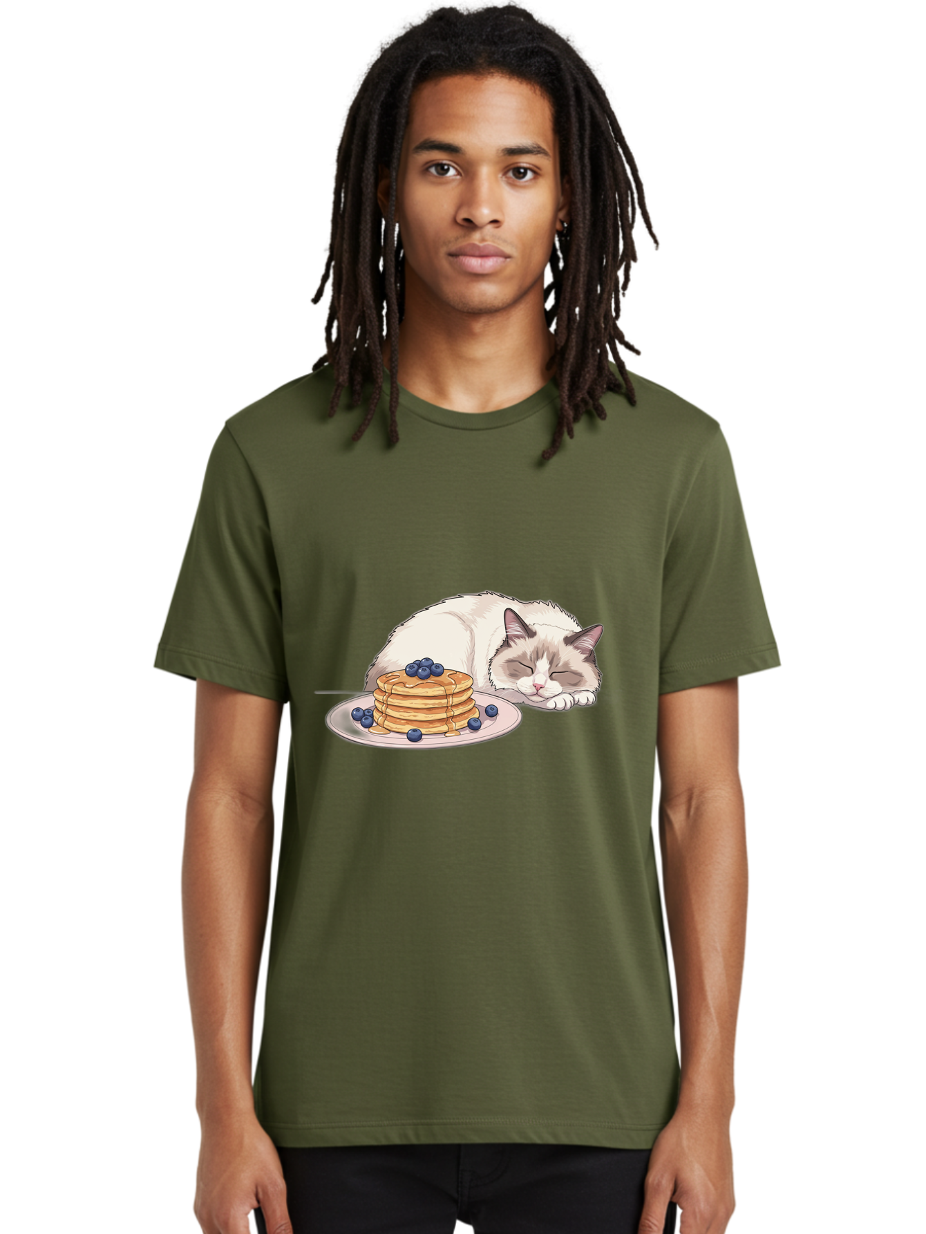 Cat-And-Pancakes-2 Men'S Graphic Tee, 100% Cotton, Comfortable Casual Summer Wear, Machine Washable, Vintage Camera, Old Camera, Antique Camera, Black Camera, Classic Photography, Photography Equipment, Nostalgic Device, Film Camera, Bak185
