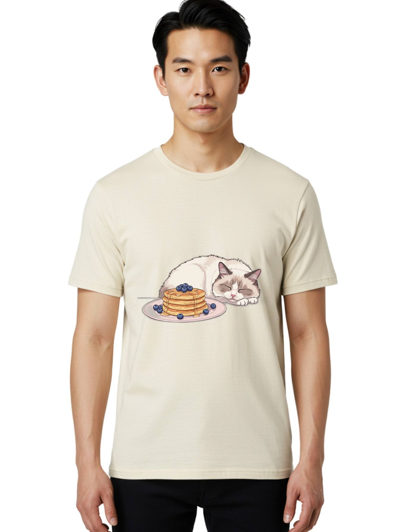Cat-And-Pancakes-2 Men'S Graphic Tee, 100% Cotton, Comfortable Casual Summer Wear, Machine Washable, Vintage Camera, Old Camera, Antique Camera, Black Camera, Classic Photography, Photography Equipment, Nostalgic Device, Film Camera, Bak185