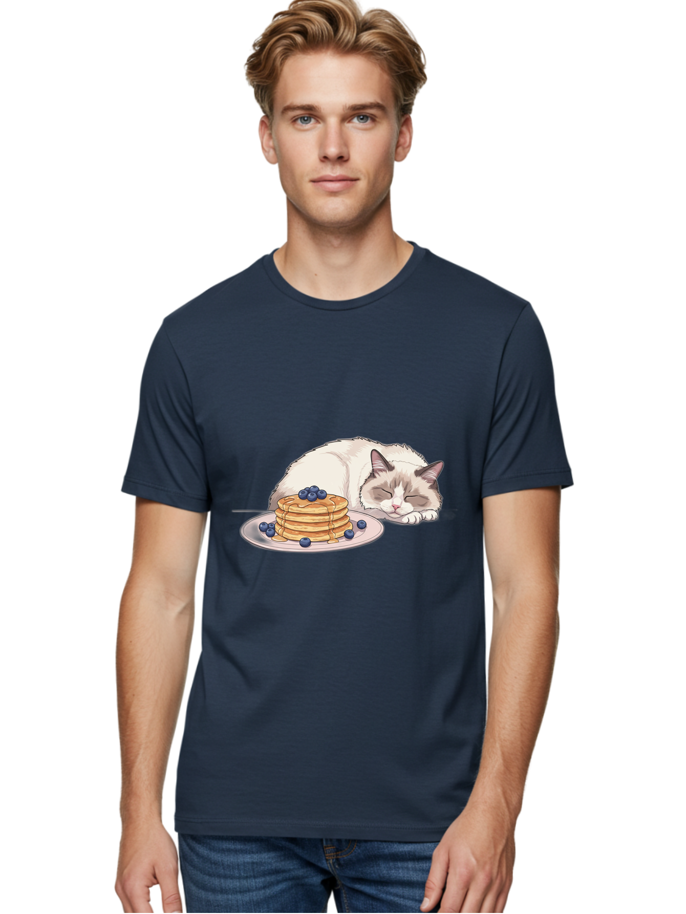 Cat-And-Pancakes-2 Men'S Graphic Tee, 100% Cotton, Comfortable Casual Summer Wear, Machine Washable, Vintage Camera, Old Camera, Antique Camera, Black Camera, Classic Photography, Photography Equipment, Nostalgic Device, Film Camera, Bak185