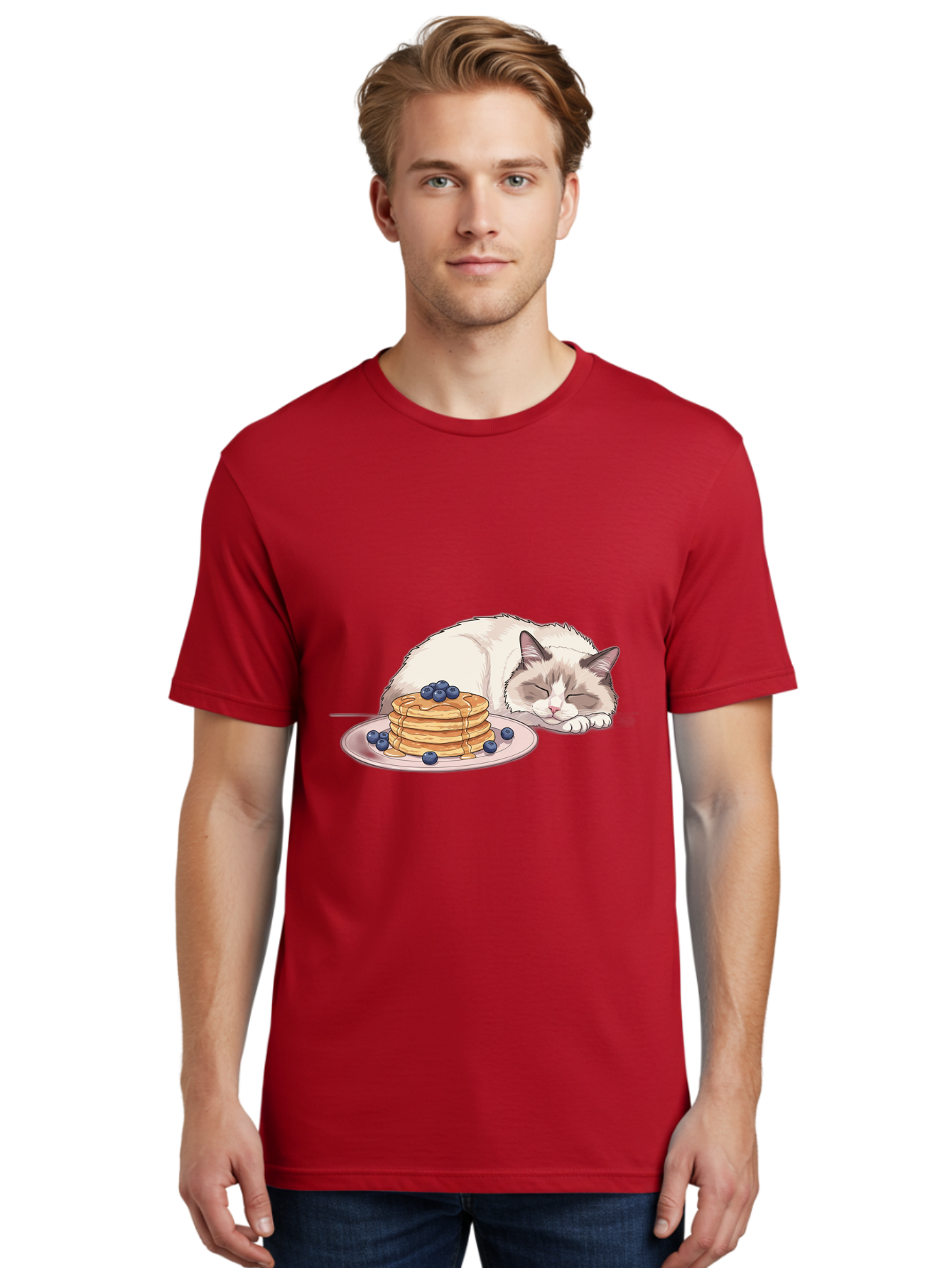 Cat-And-Pancakes-2 Men'S Graphic Tee, 100% Cotton, Comfortable Casual Summer Wear, Machine Washable, Vintage Camera, Old Camera, Antique Camera, Black Camera, Classic Photography, Photography Equipment, Nostalgic Device, Film Camera, Bak185