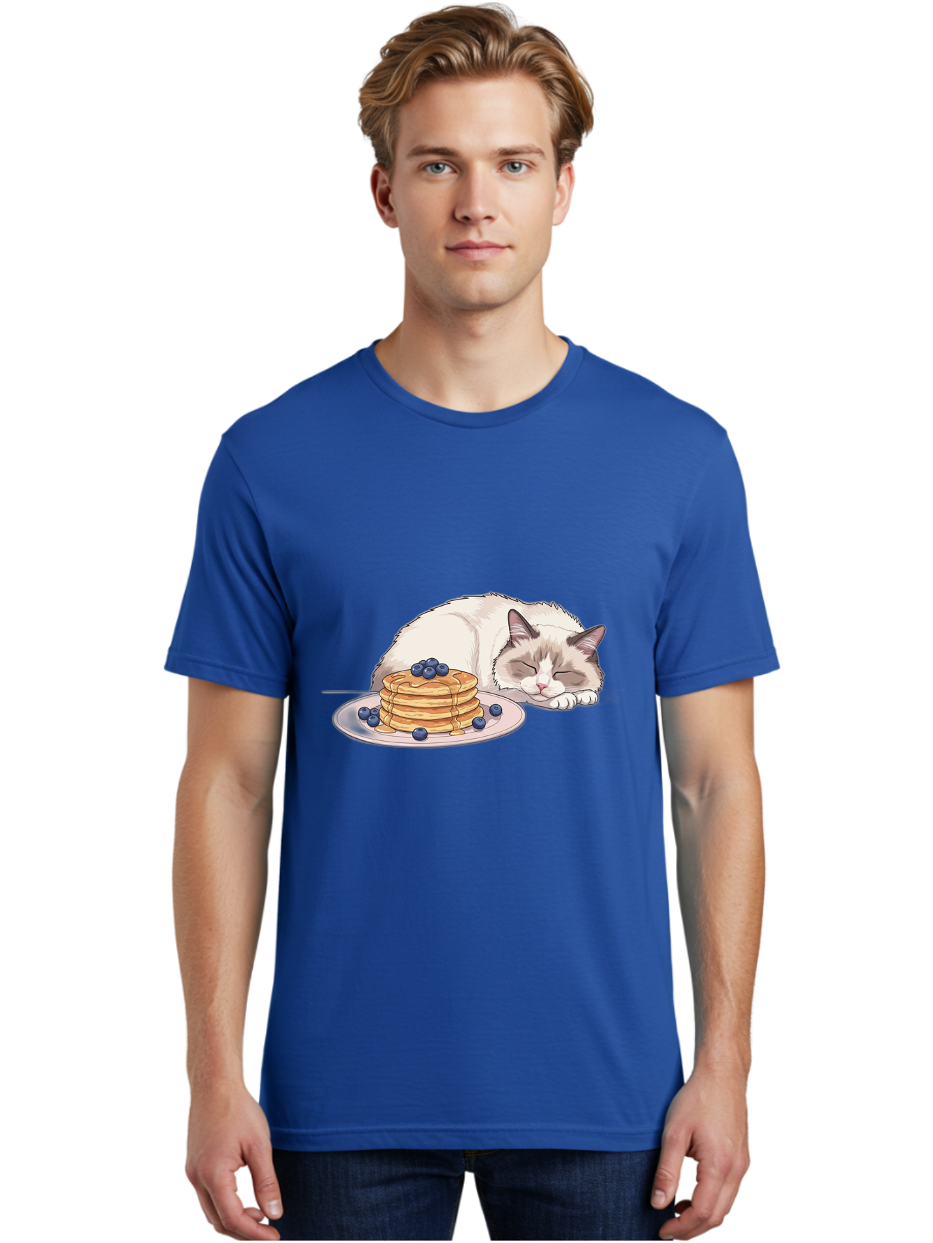 Cat-And-Pancakes-2 Men'S Graphic Tee, 100% Cotton, Comfortable Casual Summer Wear, Machine Washable, Vintage Camera, Old Camera, Antique Camera, Black Camera, Classic Photography, Photography Equipment, Nostalgic Device, Film Camera, Bak185