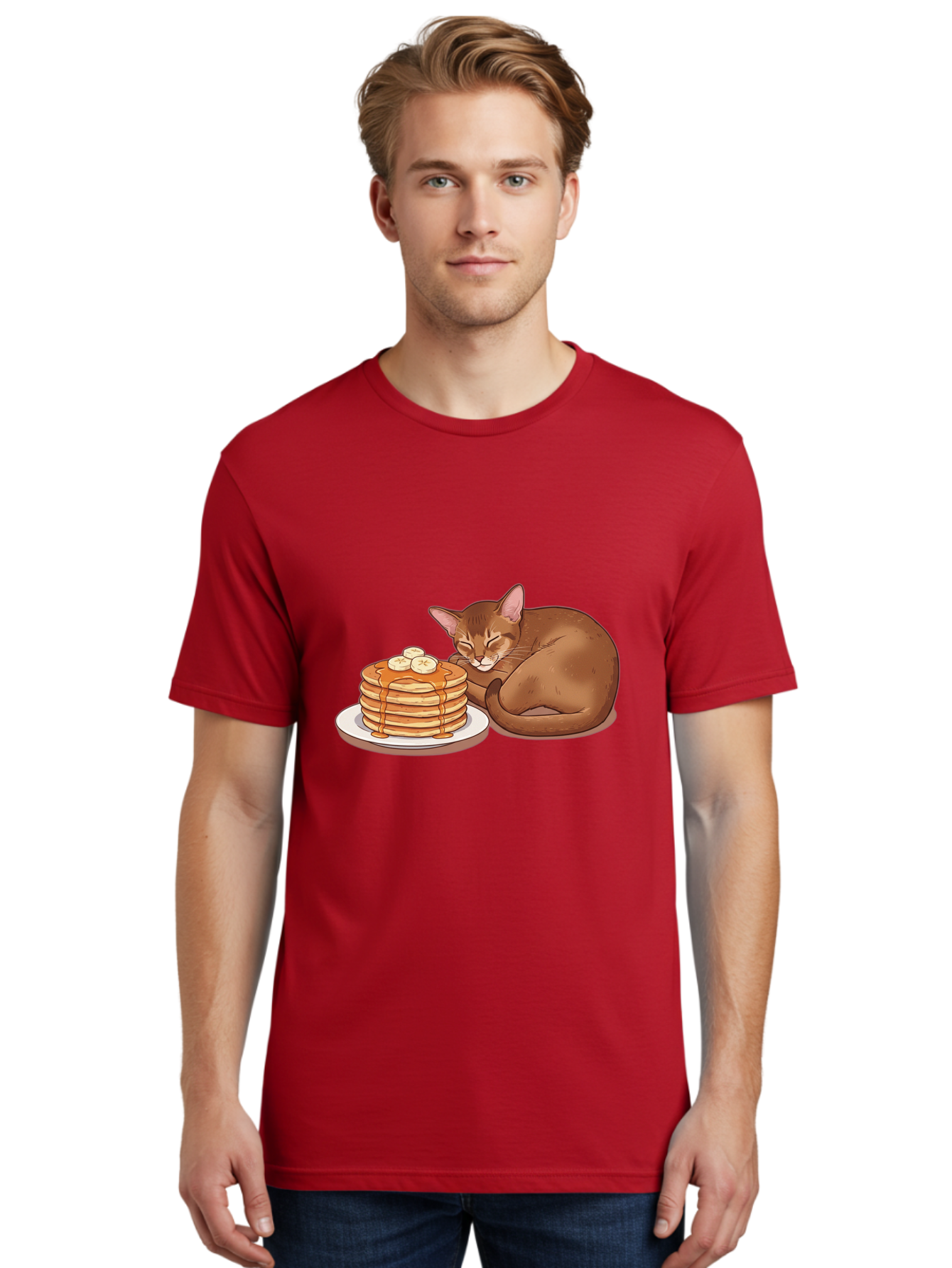 Cat-And-Pancakes-3 Men'S Graphic Tee, 100% Cotton, Comfortable Casual Summer Wear, Machine Washable, Vintage Camera, Old Camera, Antique Camera, Black Camera, Classic Photography, Photography Equipment, Nostalgic Device, Film Camera, Bak186