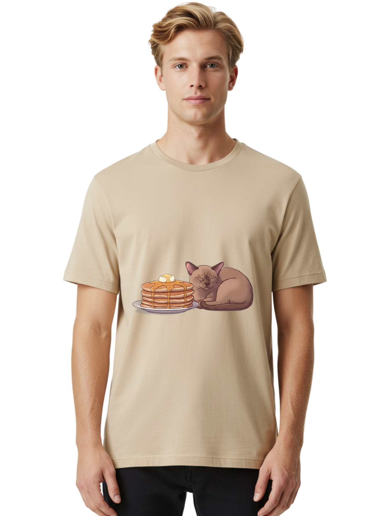 Cat-And-Pancakes-4 Men'S Graphic Tee, 100% Cotton, Comfortable Casual Summer Wear, Machine Washable, Vintage Camera, Old Camera, Antique Camera, Black Camera, Classic Photography, Photography Equipment, Nostalgic Device, Film Camera, Bak187