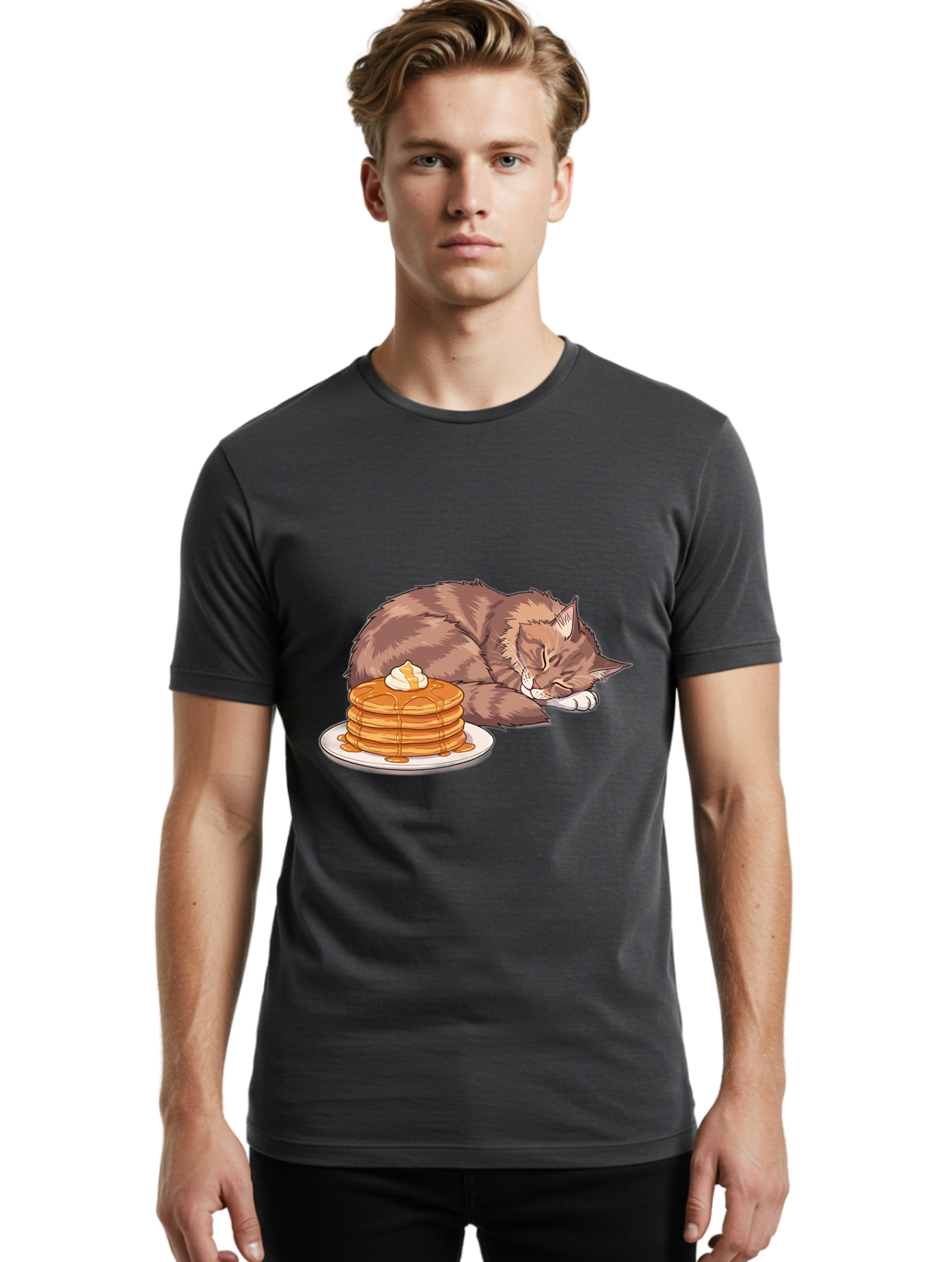 Cat-And-Pancakes Men'S Graphic Tee, 100% Cotton, Comfortable Casual Summer Wear, Machine Washable, Vintage Camera, Old Camera, Antique Camera, Black Camera, Classic Photography, Photography Equipment, Nostalgic Device, Film Camera, Camera Art Bak188