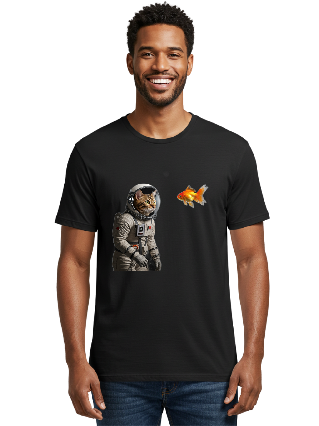 Cat-Astronaut-2 Men'S Graphic Tee, 100% Cotton, Comfortable Casual Summer Wear, Machine Washable, Vintage Camera, Old Camera, Antique Camera, Black Camera, Classic Photography, Photography Equipment, Nostalgic Device, Film Camera, Camera Art Bak190
