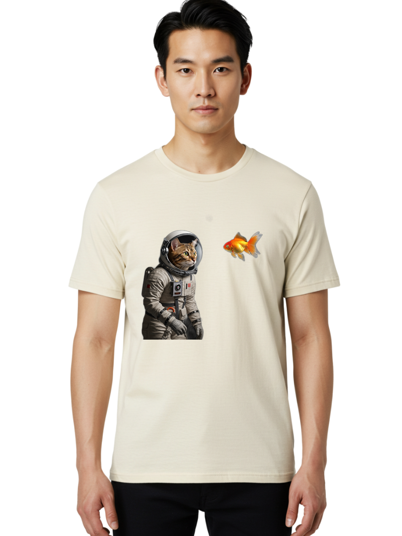 Cat-Astronaut-2 Men'S Graphic Tee, 100% Cotton, Comfortable Casual Summer Wear, Machine Washable, Vintage Camera, Old Camera, Antique Camera, Black Camera, Classic Photography, Photography Equipment, Nostalgic Device, Film Camera, Camera Art Bak190