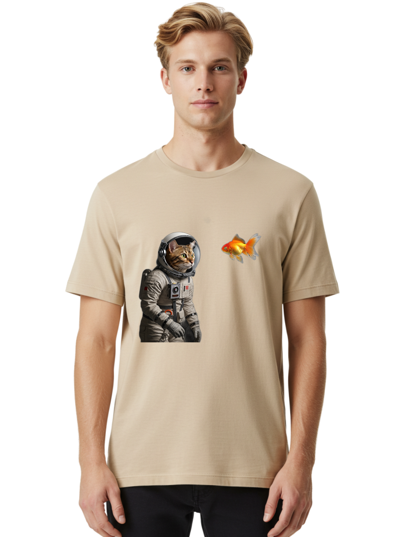 Cat-Astronaut-2 Men'S Graphic Tee, 100% Cotton, Comfortable Casual Summer Wear, Machine Washable, Vintage Camera, Old Camera, Antique Camera, Black Camera, Classic Photography, Photography Equipment, Nostalgic Device, Film Camera, Camera Art Bak190