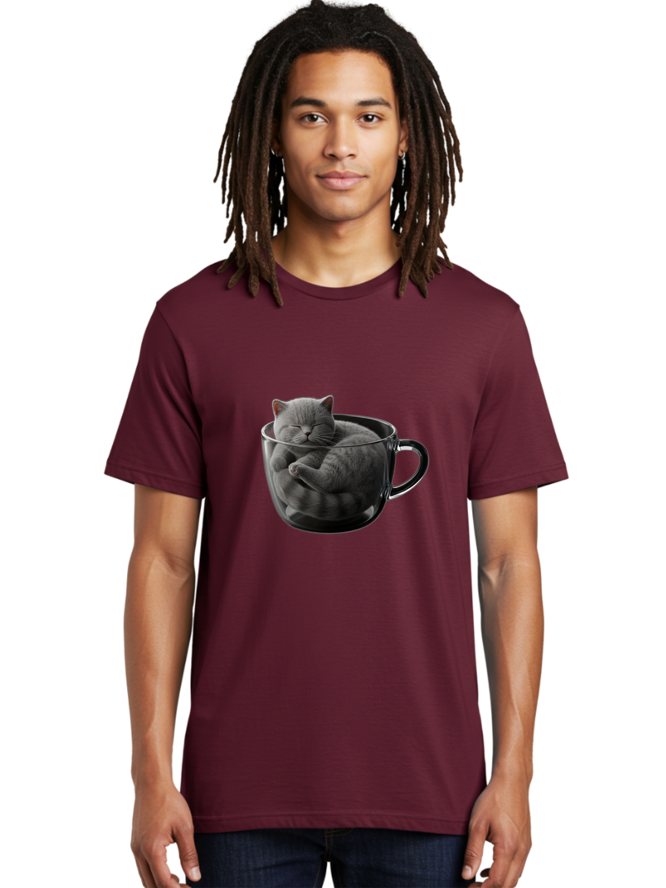 Cat-In-Coffee-Cup-1 Men'S Graphic Tee, 100% Cotton, Comfortable Casual Summer Wear, Machine Washable, Vintage Camera, Old Camera, Antique Camera, Black Camera, Classic Photography, Photography Equipment, Nostalgic Device, Film Camera, Bak193