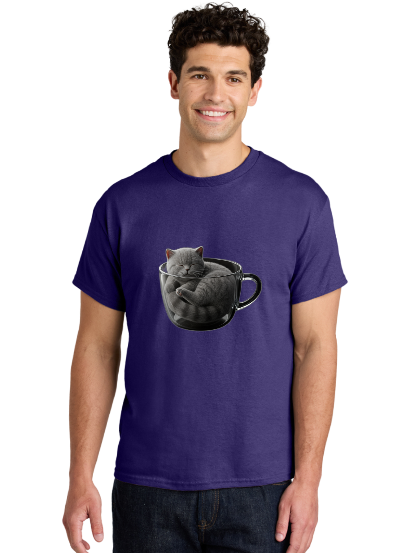 Cat-In-Coffee-Cup-1 Men'S Graphic Tee, 100% Cotton, Comfortable Casual Summer Wear, Machine Washable, Vintage Camera, Old Camera, Antique Camera, Black Camera, Classic Photography, Photography Equipment, Nostalgic Device, Film Camera, Bak193