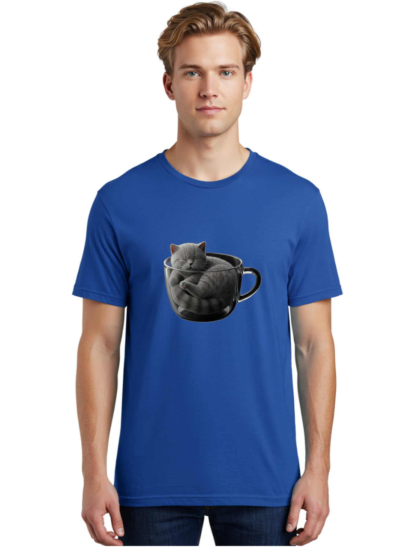 Cat-In-Coffee-Cup-1 Men'S Graphic Tee, 100% Cotton, Comfortable Casual Summer Wear, Machine Washable, Vintage Camera, Old Camera, Antique Camera, Black Camera, Classic Photography, Photography Equipment, Nostalgic Device, Film Camera, Bak193