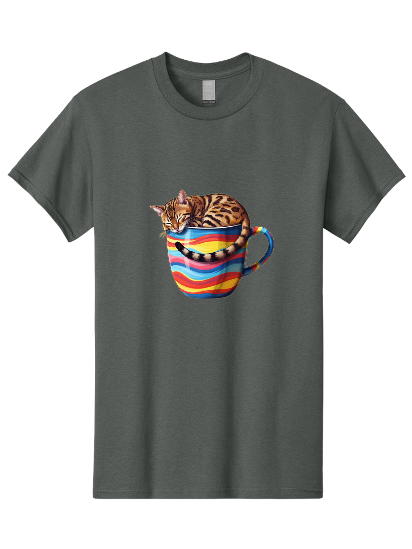 Cat-In-Coffee-Cup-2 Men'S Graphic Tee, 100% Cotton, Comfortable Casual Summer Wear, Machine Washable, Vintage Camera, Old Camera, Antique Camera, Black Camera, Classic Photography, Photography Equipment, Nostalgic Device, Film Camera, Bak194