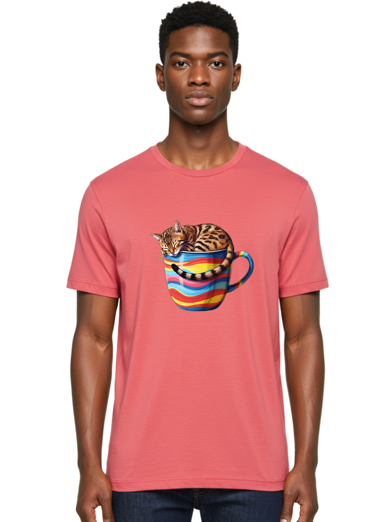 Cat-In-Coffee-Cup-2 Men'S Graphic Tee, 100% Cotton, Comfortable Casual Summer Wear, Machine Washable, Vintage Camera, Old Camera, Antique Camera, Black Camera, Classic Photography, Photography Equipment, Nostalgic Device, Film Camera, Bak194