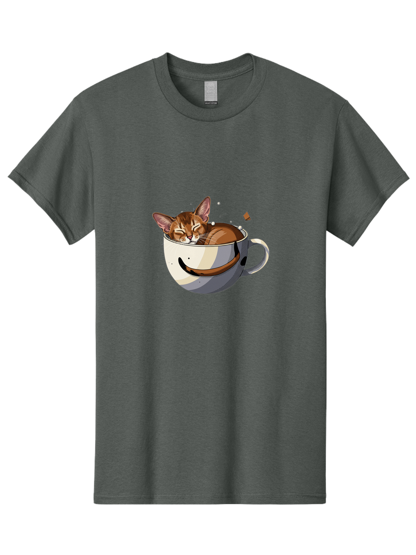 Cat-In-Coffee-Cup-3 Men'S Graphic Tee, 100% Cotton, Comfortable Casual Summer Wear, Machine Washable, Vintage Camera, Old Camera, Antique Camera, Black Camera, Classic Photography, Photography Equipment, Nostalgic Device, Film Camera, Bak195