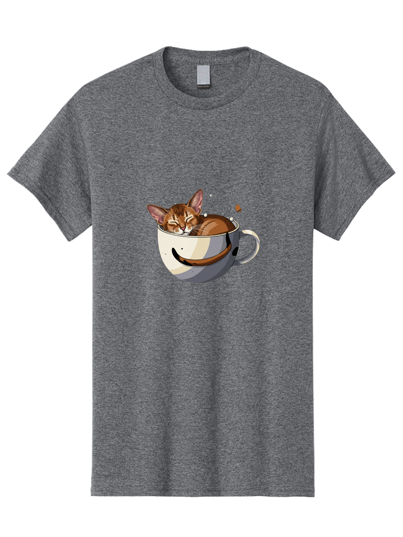Cat-In-Coffee-Cup-3 Men'S Graphic Tee, 100% Cotton, Comfortable Casual Summer Wear, Machine Washable, Vintage Camera, Old Camera, Antique Camera, Black Camera, Classic Photography, Photography Equipment, Nostalgic Device, Film Camera, Bak195