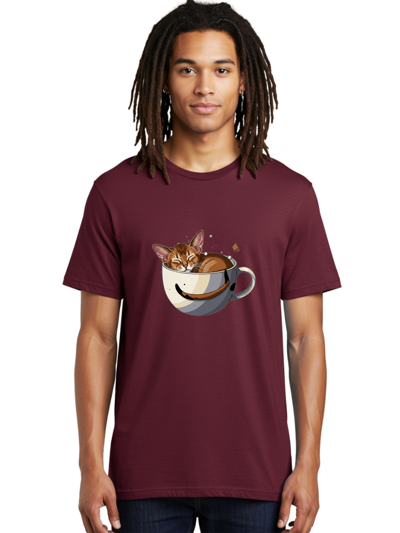 Cat-In-Coffee-Cup-3 Men'S Graphic Tee, 100% Cotton, Comfortable Casual Summer Wear, Machine Washable, Vintage Camera, Old Camera, Antique Camera, Black Camera, Classic Photography, Photography Equipment, Nostalgic Device, Film Camera, Bak195