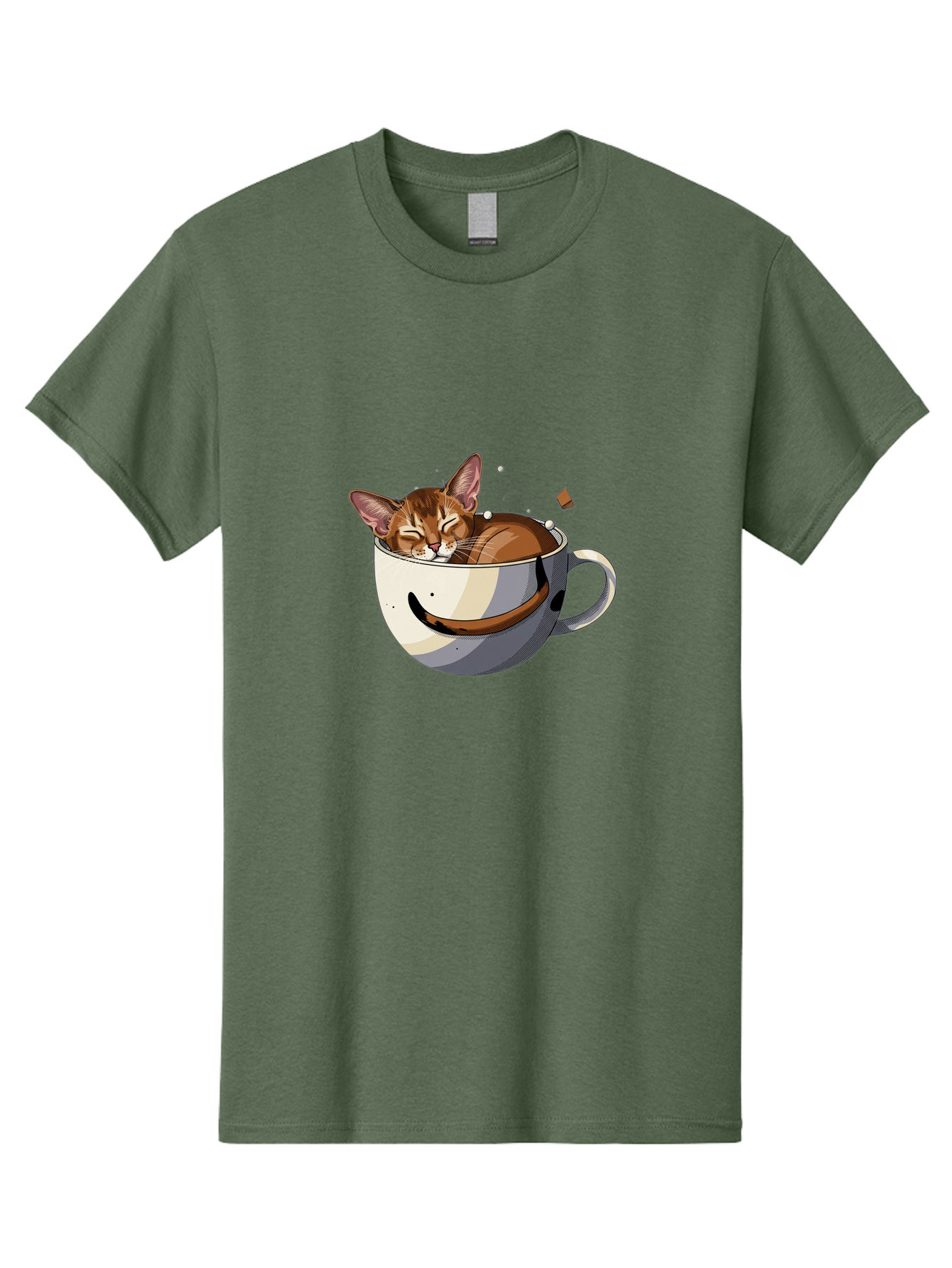 Cat-In-Coffee-Cup-3 Men'S Graphic Tee, 100% Cotton, Comfortable Casual Summer Wear, Machine Washable, Vintage Camera, Old Camera, Antique Camera, Black Camera, Classic Photography, Photography Equipment, Nostalgic Device, Film Camera, Bak195