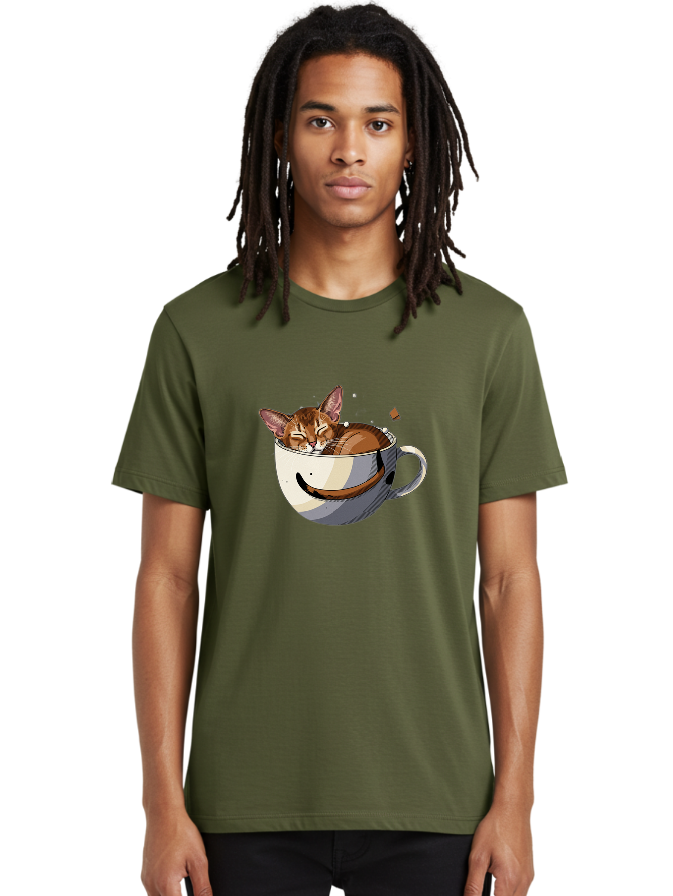 Cat-In-Coffee-Cup-3 Men'S Graphic Tee, 100% Cotton, Comfortable Casual Summer Wear, Machine Washable, Vintage Camera, Old Camera, Antique Camera, Black Camera, Classic Photography, Photography Equipment, Nostalgic Device, Film Camera, Bak195