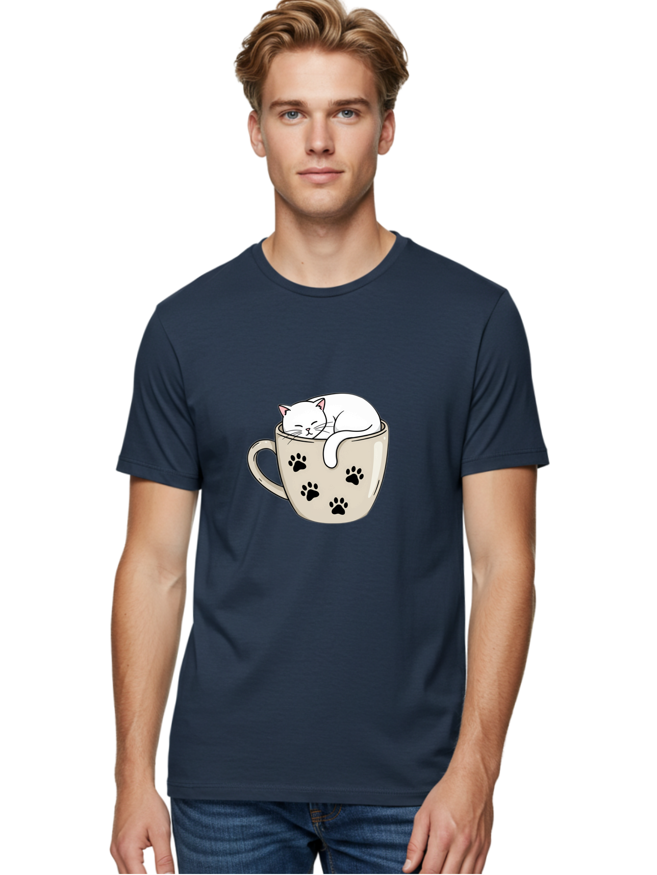 Cat-In-Coffee-Cup Men'S Graphic Tee, 100% Cotton, Comfortable Casual Summer Wear, Machine Washable, Vintage Camera, Old Camera, Antique Camera, Black Camera, Classic Photography, Photography Equipment, Nostalgic Device, Film Camera, Camera Art Bak196
