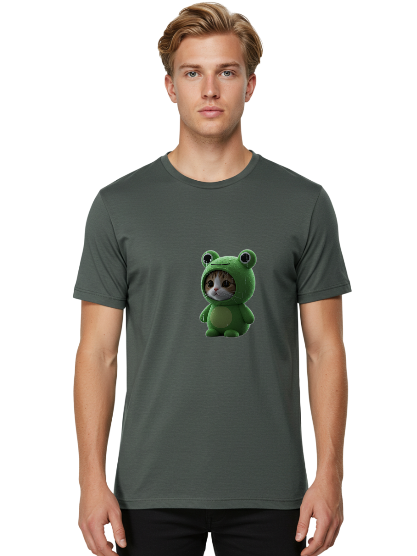 Cat-In-Frog-Costume-2 Men'S Graphic Tee, 100% Cotton, Comfortable Casual Summer Wear, Machine Washable, Vintage Camera, Old Camera, Antique Camera, Black Camera, Classic Photography, Photography Equipment, Nostalgic Device, Film Camera, Bak199