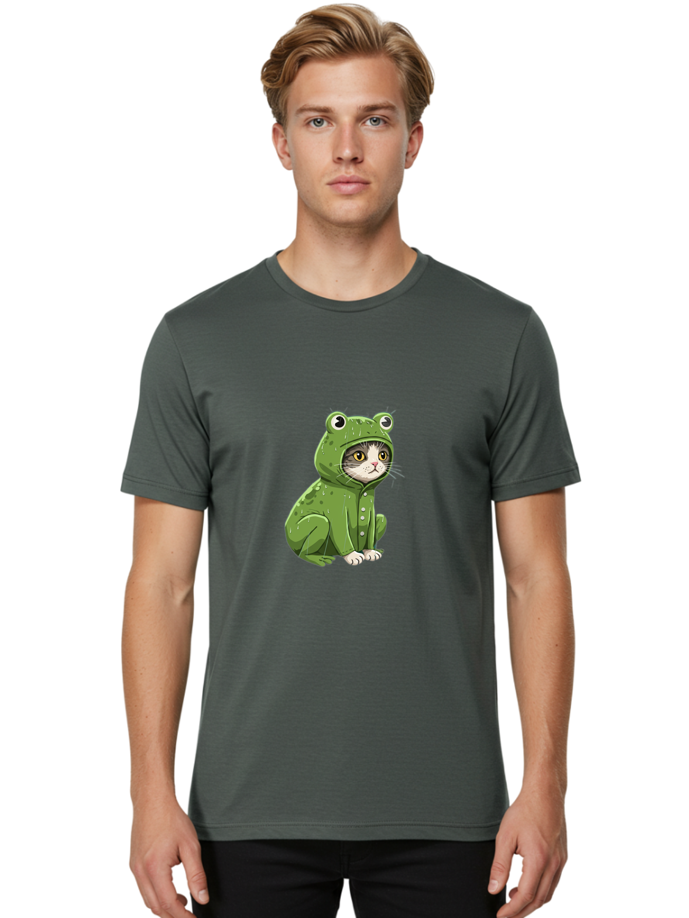 Cat-In-Frog-Costume-3 Men'S Graphic Tee, 100% Cotton, Comfortable Casual Summer Wear, Machine Washable, Vintage Camera, Old Camera, Antique Camera, Black Camera, Classic Photography, Photography Equipment, Nostalgic Device, Film Camera, Bak200