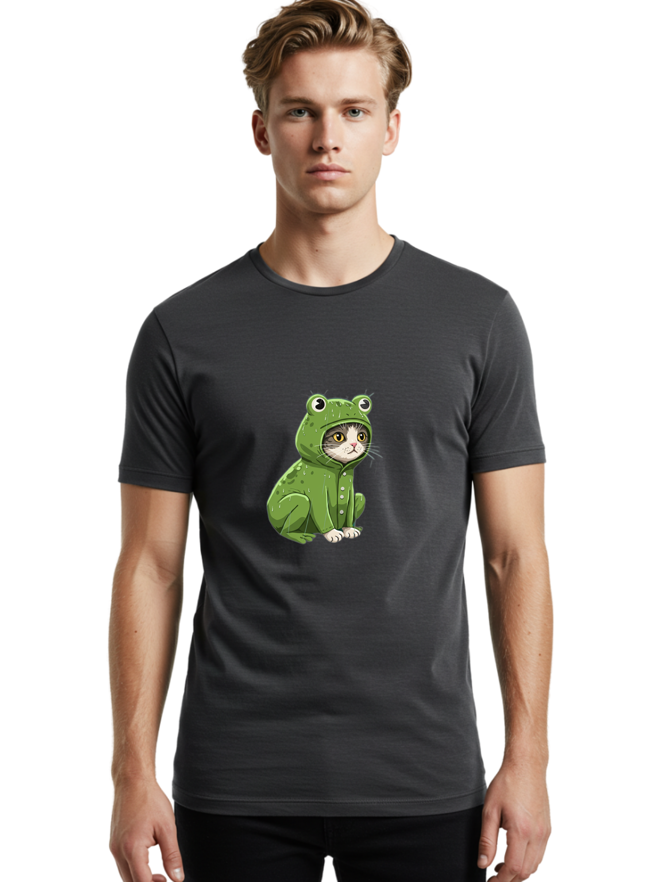 Cat-In-Frog-Costume-3 Men'S Graphic Tee, 100% Cotton, Comfortable Casual Summer Wear, Machine Washable, Vintage Camera, Old Camera, Antique Camera, Black Camera, Classic Photography, Photography Equipment, Nostalgic Device, Film Camera, Bak200