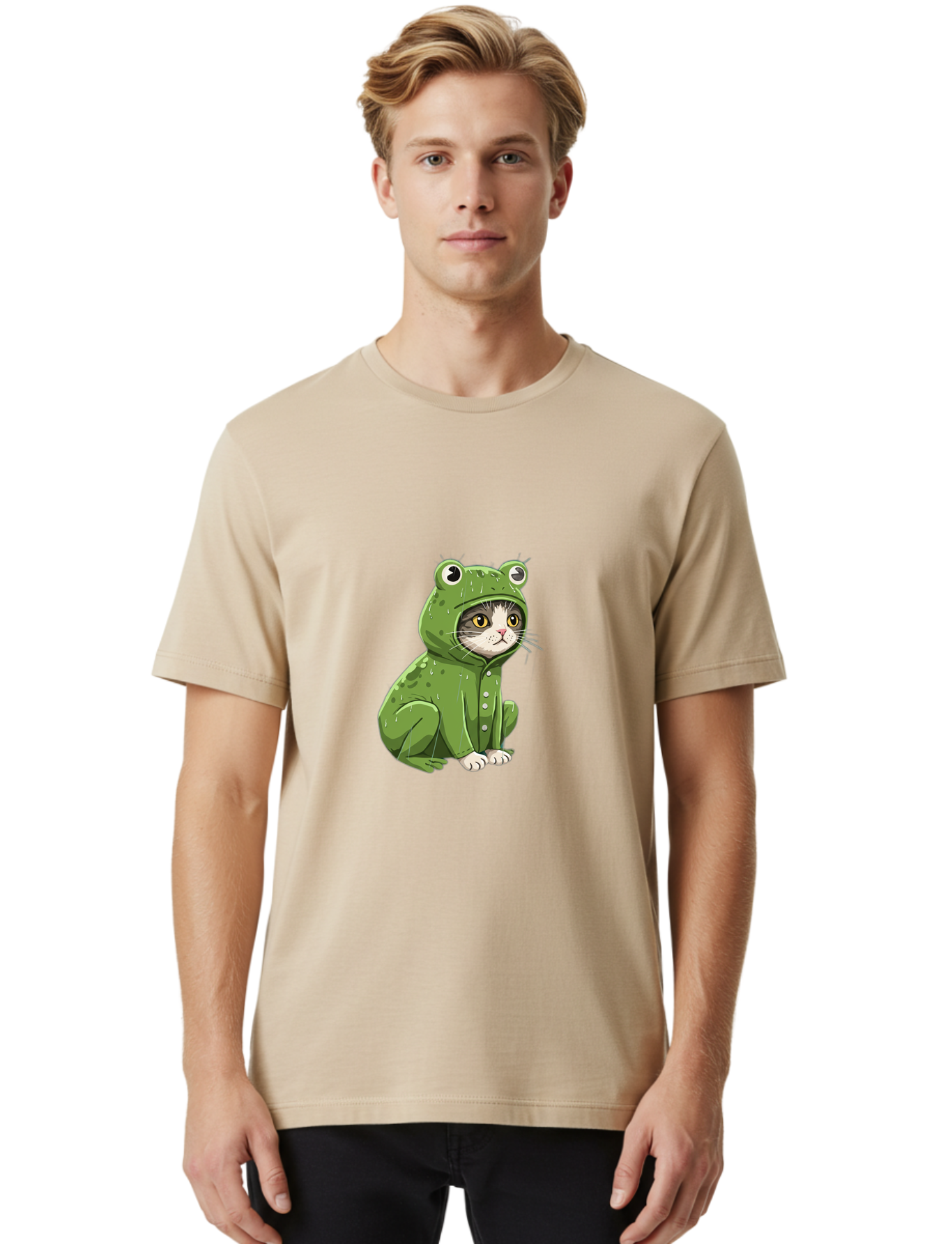 Cat-In-Frog-Costume-3 Men'S Graphic Tee, 100% Cotton, Comfortable Casual Summer Wear, Machine Washable, Vintage Camera, Old Camera, Antique Camera, Black Camera, Classic Photography, Photography Equipment, Nostalgic Device, Film Camera, Bak200