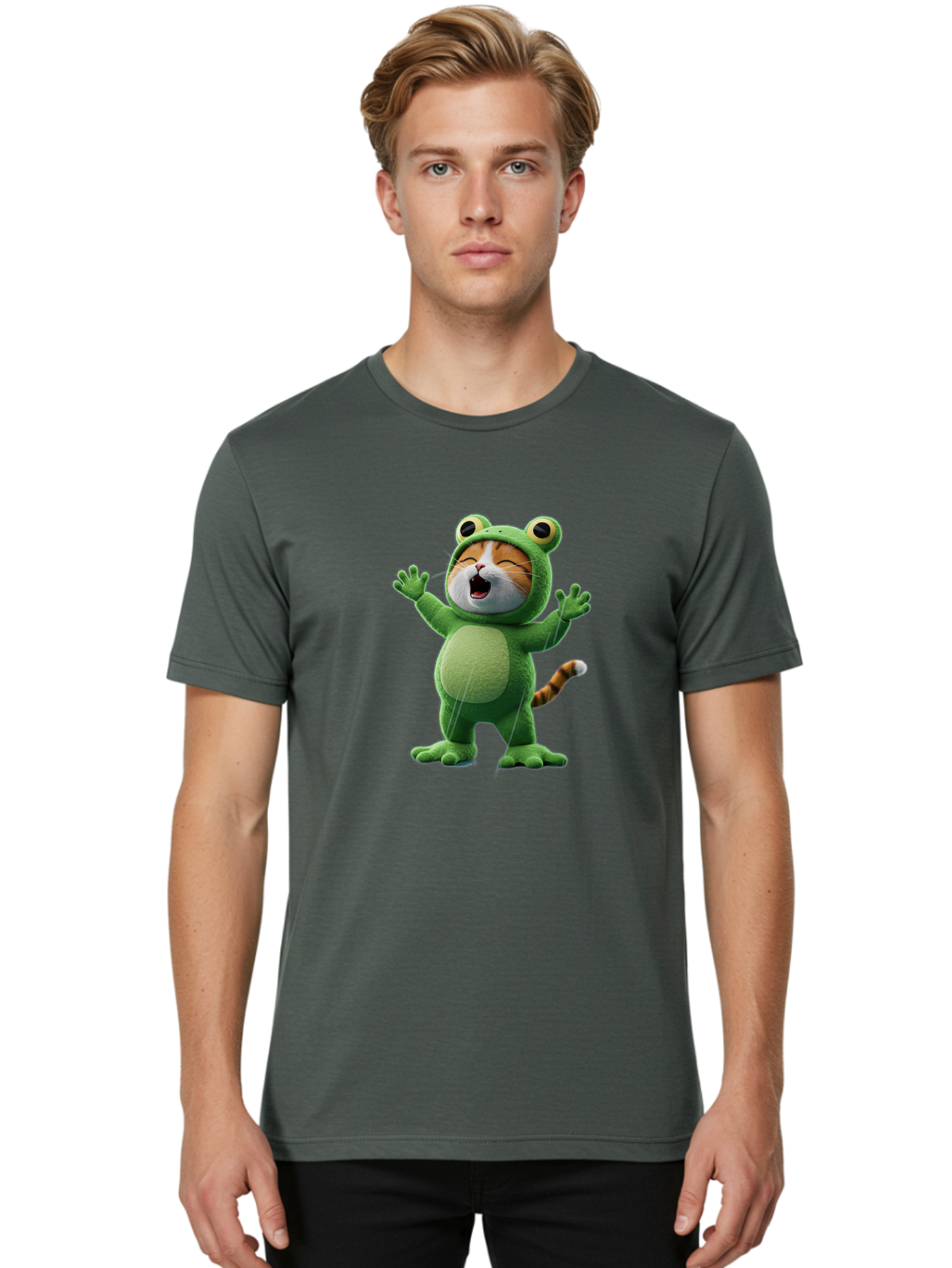 Cat-In-Frog-Costume-4 Men'S Graphic Tee, 100% Cotton, Comfortable Casual Summer Wear, Machine Washable, Vintage Camera, Old Camera, Antique Camera, Black Camera, Classic Photography, Photography Equipment, Nostalgic Device, Film Camera, Bak201