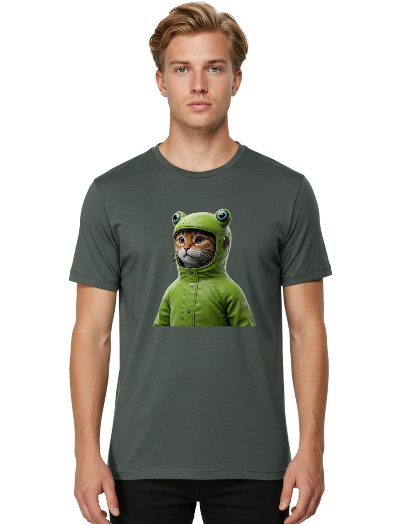 Cat-In-Frog-Costume-5 Men'S Graphic Tee, 100% Cotton, Comfortable Casual Summer Wear, Machine Washable, Vintage Camera, Old Camera, Antique Camera, Black Camera, Classic Photography, Photography Equipment, Nostalgic Device, Film Camera, Bak202