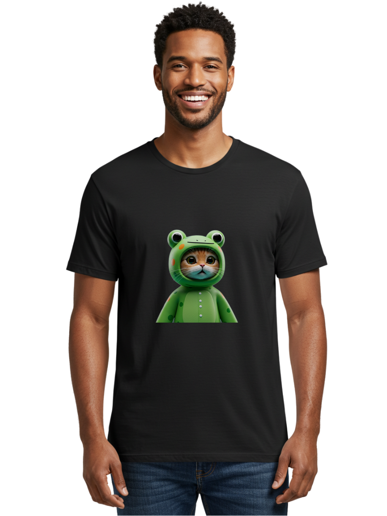 Cat-In-Frog-Costume Men'S Graphic Tee, 100% Cotton, Comfortable Casual Summer Wear, Machine Washable, Vintage Camera, Old Camera, Antique Camera, Black Camera, Classic Photography, Photography Equipment, Nostalgic Device, Film Camera, Bak205