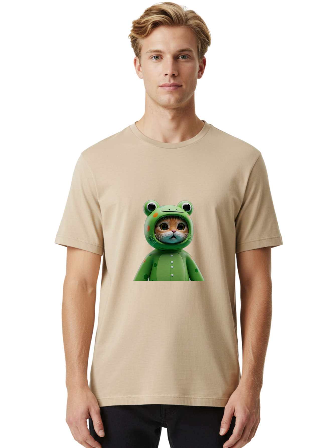 Cat-In-Frog-Costume Men'S Graphic Tee, 100% Cotton, Comfortable Casual Summer Wear, Machine Washable, Vintage Camera, Old Camera, Antique Camera, Black Camera, Classic Photography, Photography Equipment, Nostalgic Device, Film Camera, Bak205