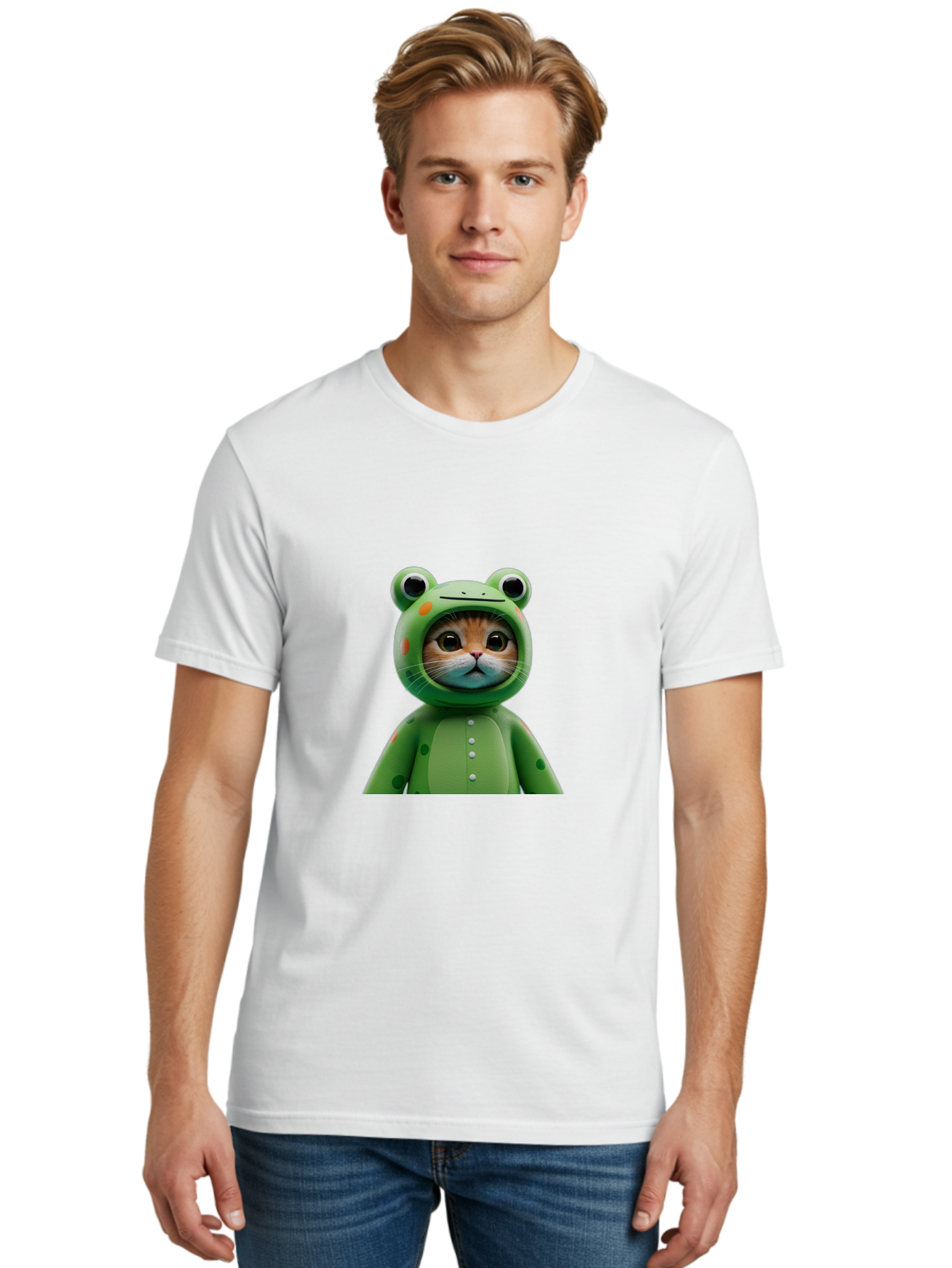 Cat-In-Frog-Costume Men'S Graphic Tee, 100% Cotton, Comfortable Casual Summer Wear, Machine Washable, Vintage Camera, Old Camera, Antique Camera, Black Camera, Classic Photography, Photography Equipment, Nostalgic Device, Film Camera, Bak205
