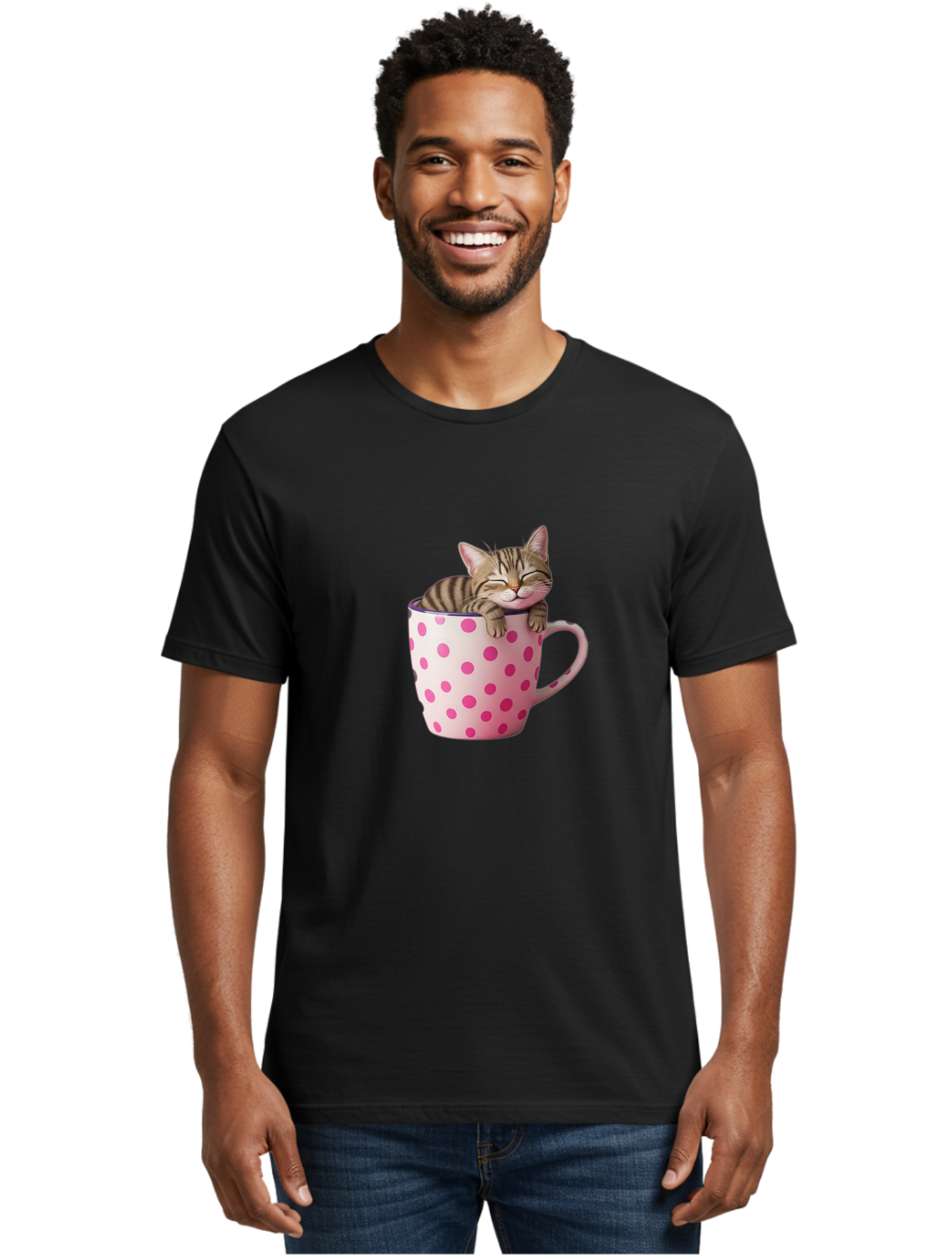 Cat-In-Polka-Dot-Mug Men'S Graphic Tee, 100% Cotton, Comfortable Casual Summer Wear, Machine Washable, Vintage Camera, Old Camera, Antique Camera, Black Camera, Classic Photography, Photography Equipment, Nostalgic Device, Film Camera, Bak206